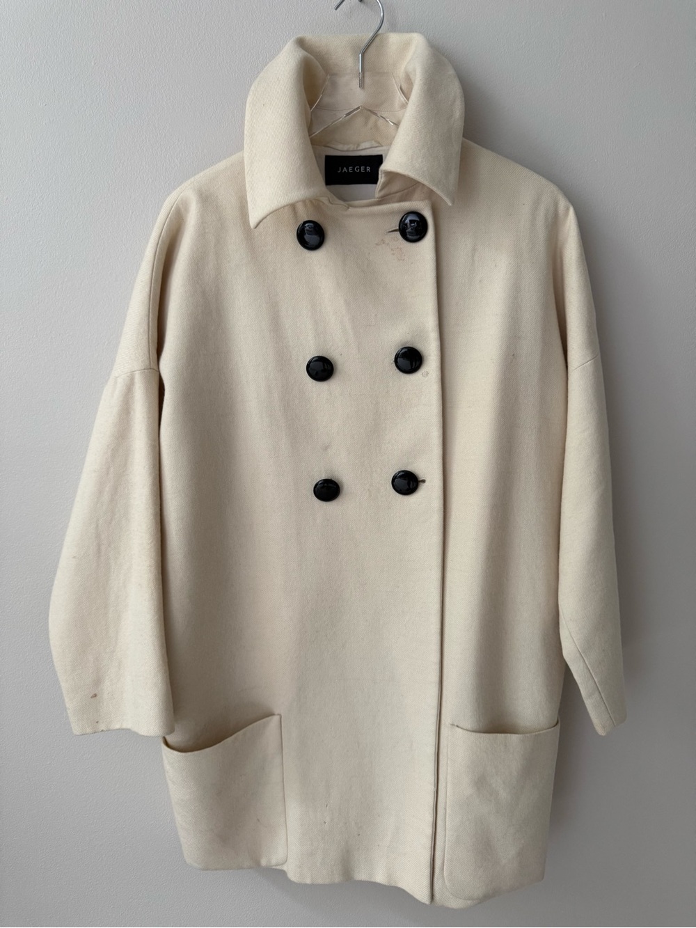 JAEGER Winter White Coat with Black Buttons